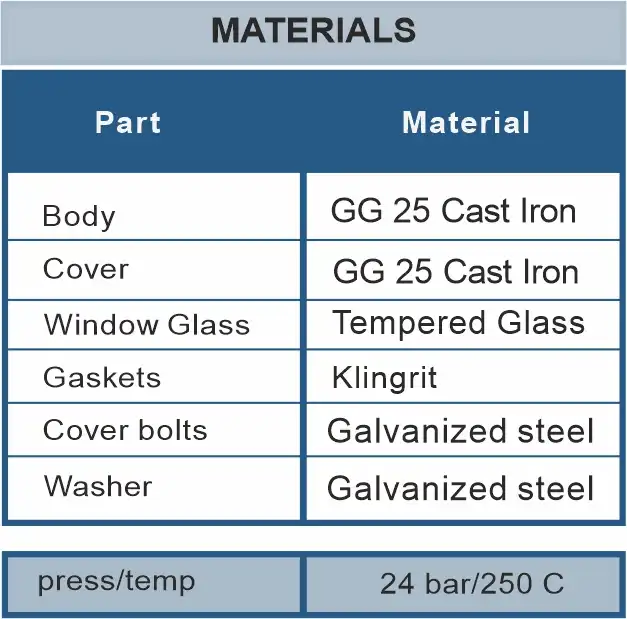 Cast iron sight glass GG25